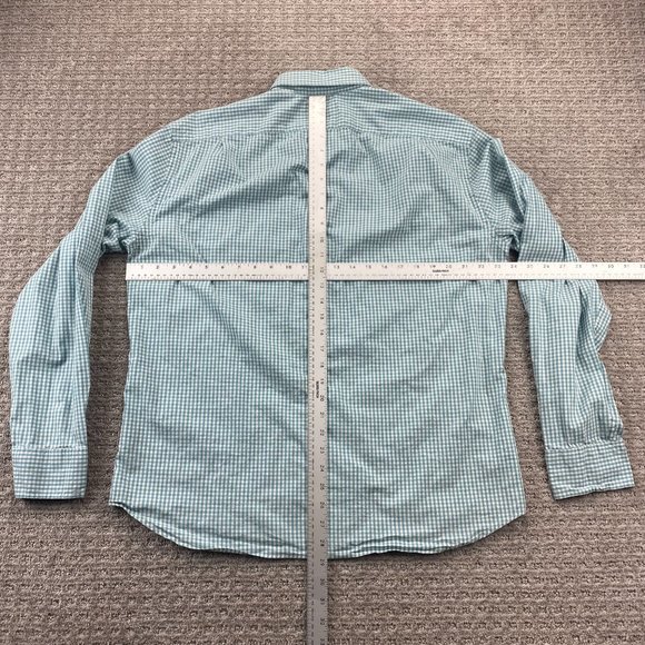 J. Crew Shirt Men Extra Large XL White Teal Checkered Flex Washed Button Up - Picture 5 of 7